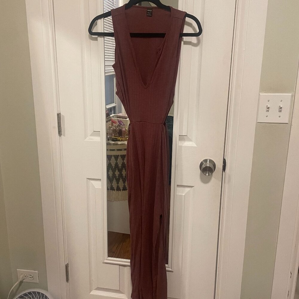 Maroon Midi Dress w/ Cut Outs Cotton